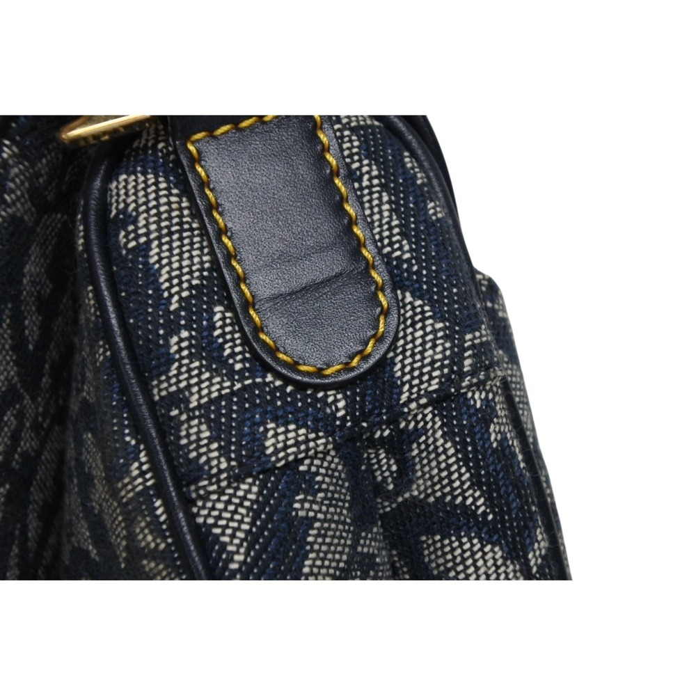 Christian Dior Trotter Saddle Bag Galliano canvas leather Navy Blue - Picture 5 of 10